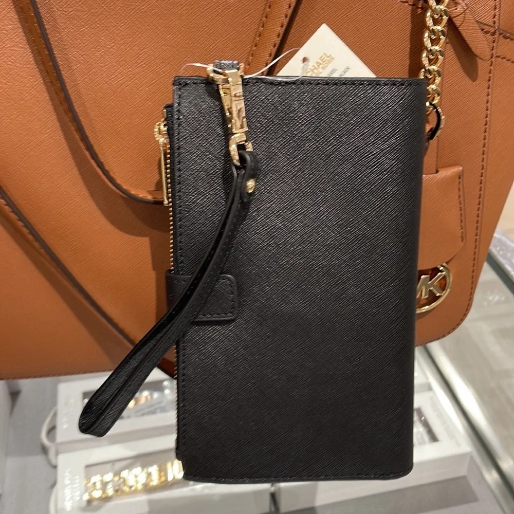 MICHAEL KORS LARGE DOUBLE ZIP WRISTLET WALLET PHONE CASE CLUTCH 
Black - Picture 8 of 16